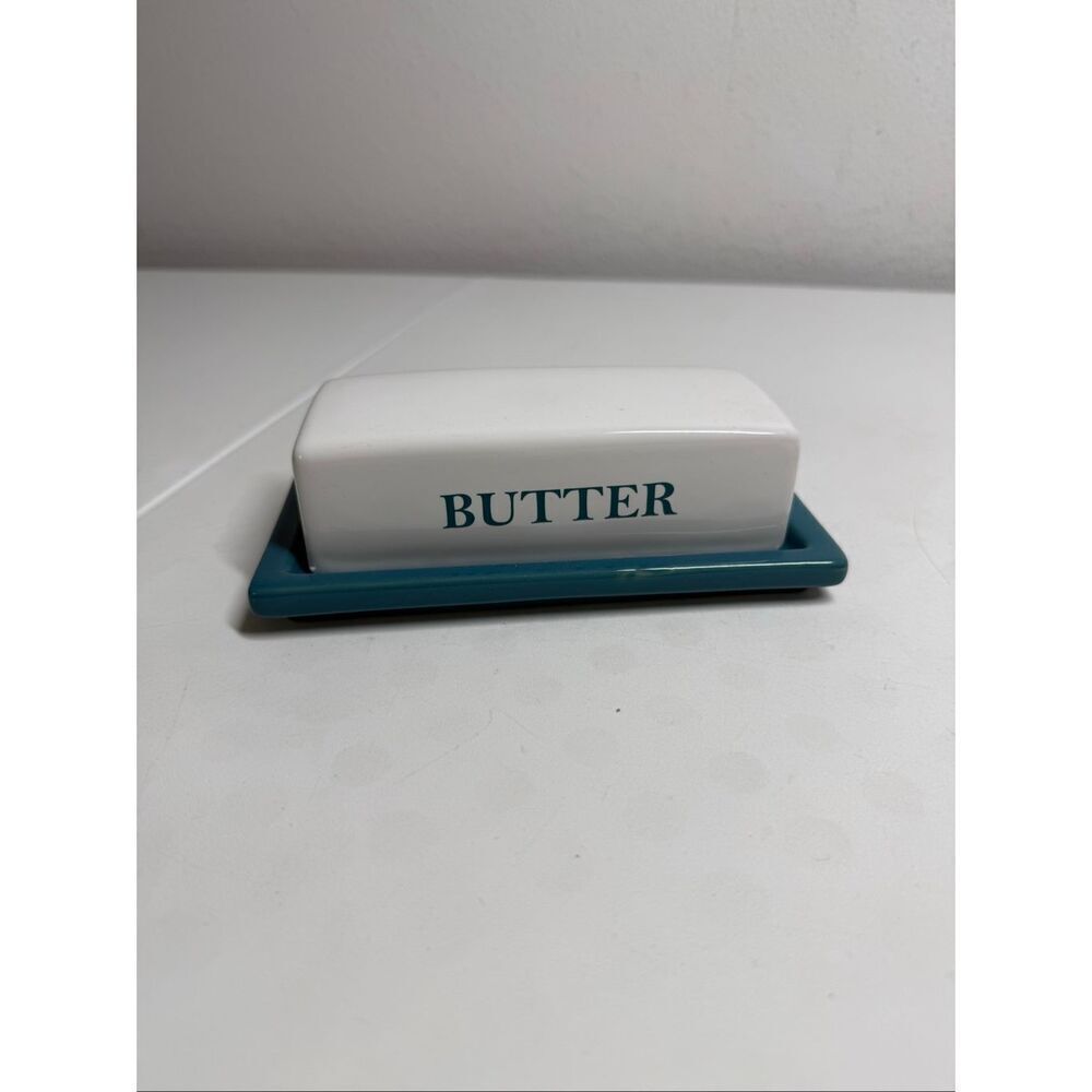 Mainstays Blue and White COVERED BUTTER DISH